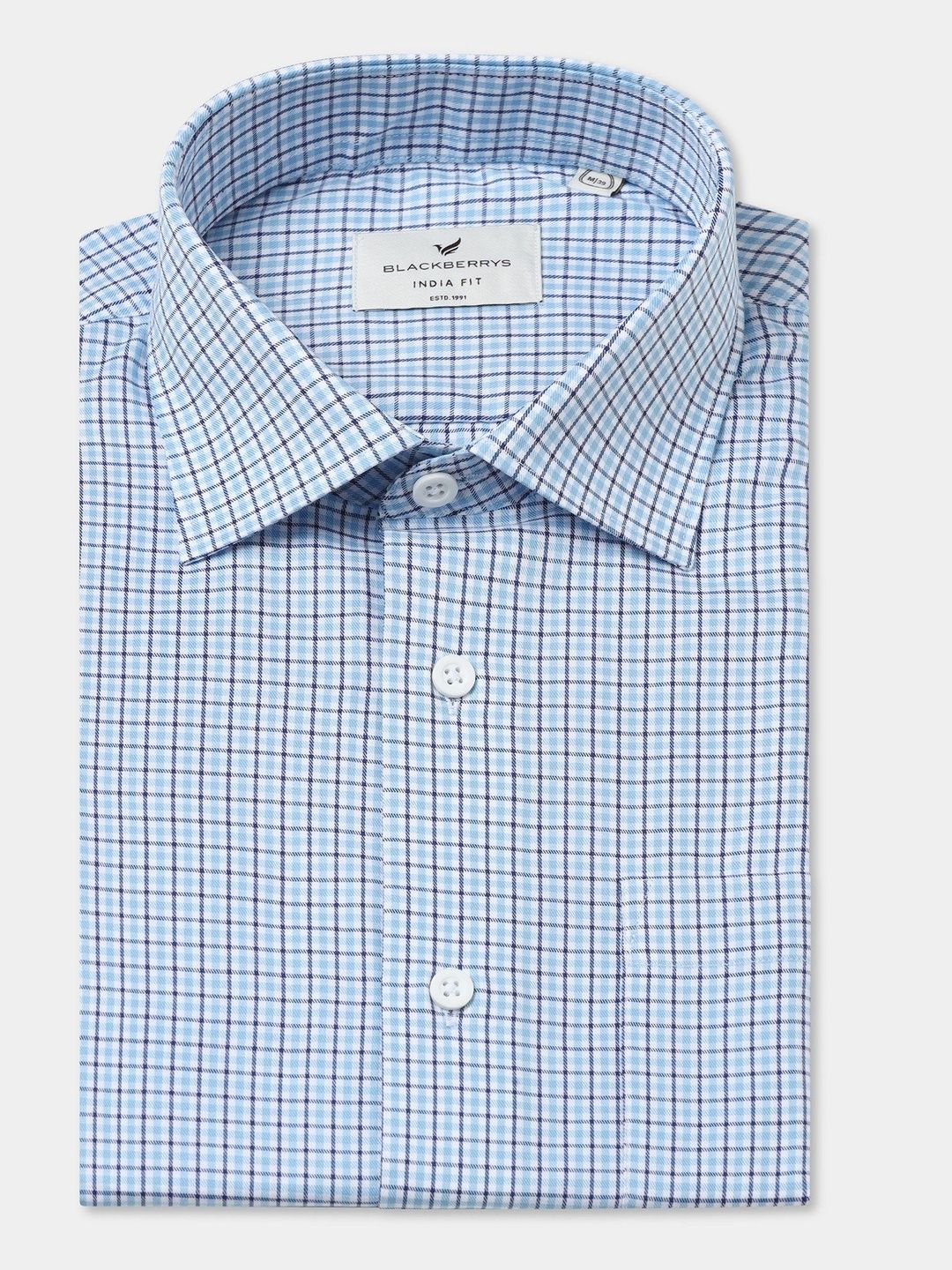 Blackberrys Pure Cotton India Slim Fit Checked Formal Shirt