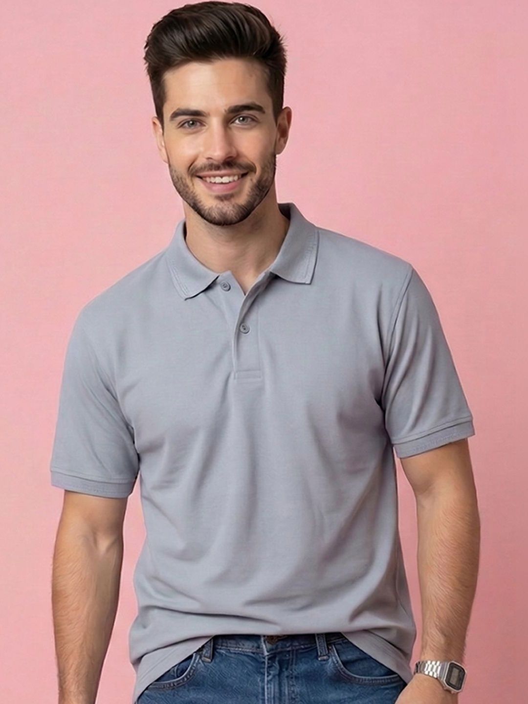 ALWAYS SHINE Men Polo Collar T-shirt