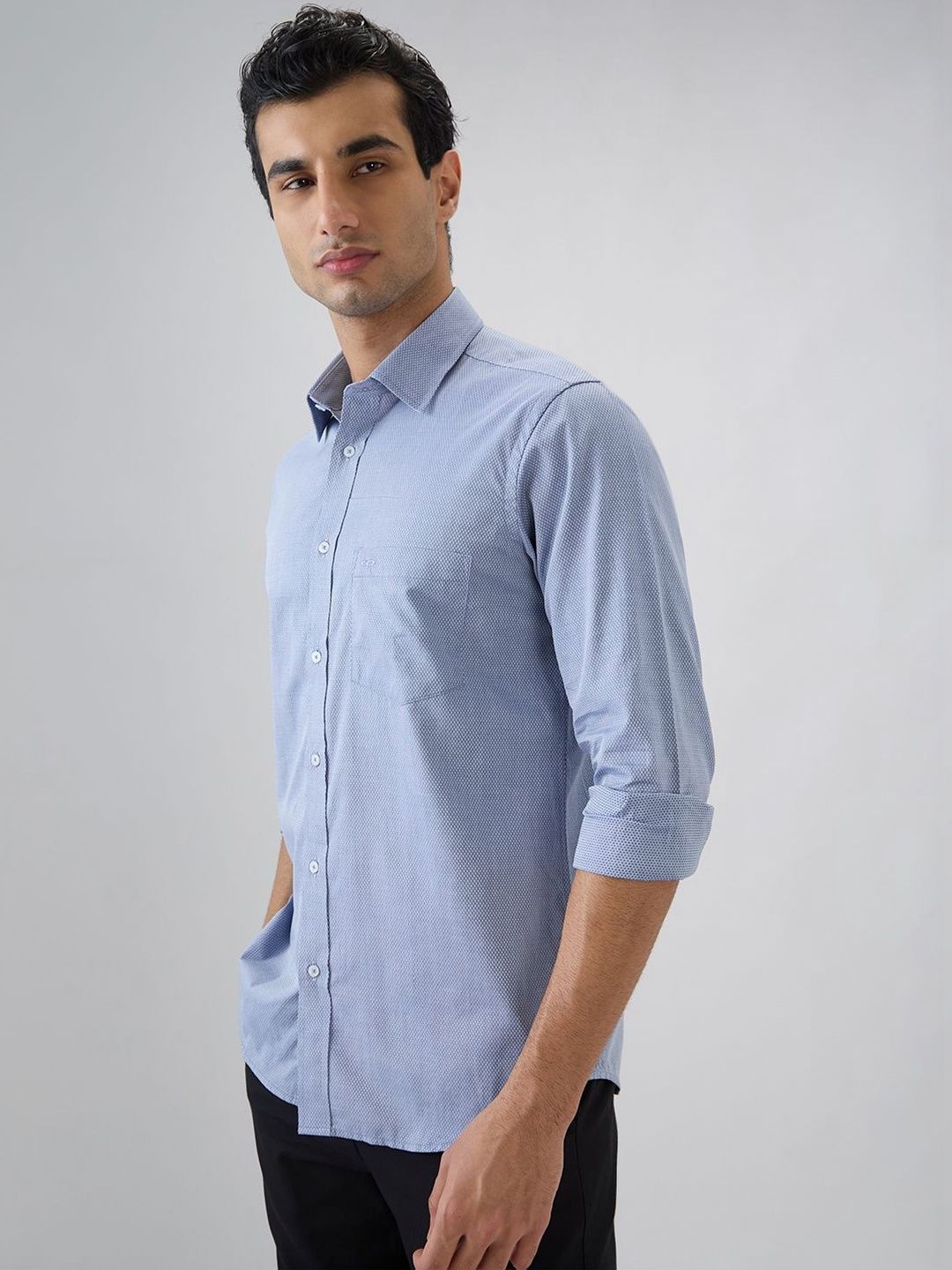ColorPlus ColorPlus Pure Cotton Self-Design Casual Shirt