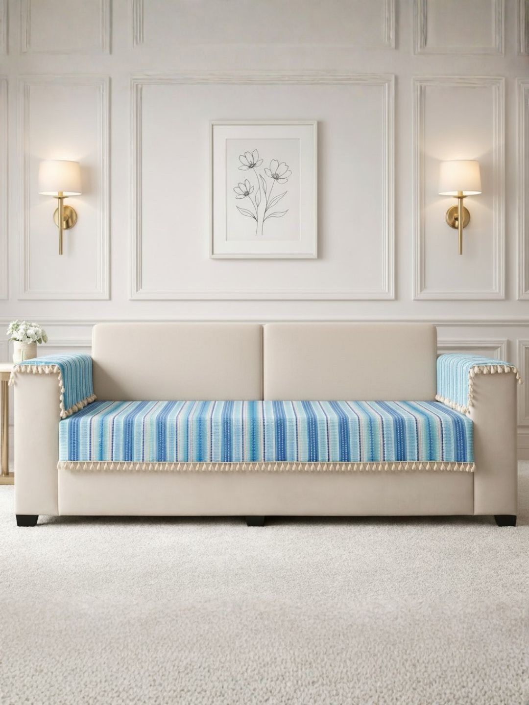 STITCHNEST STITCHNEST Eco friendly & no colour fading Jacquard Washable 3 Seater Sofa Cover-68x30In
