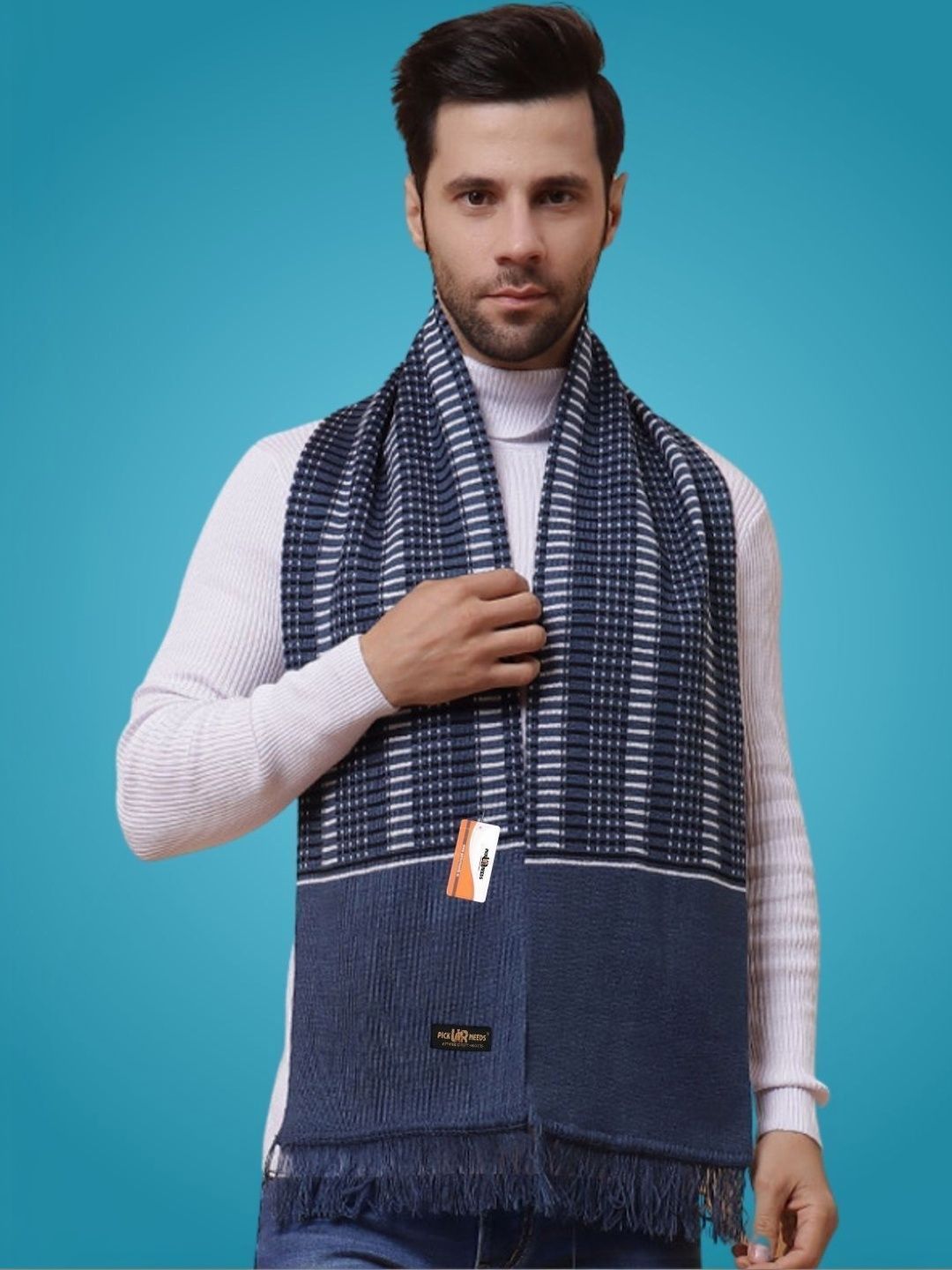 Pick Ur Needs Men Striped Merino Wool Mufflers