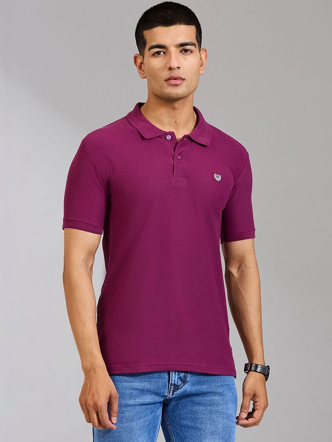 Duke Men Brand Logo Polo Collar Slim Fit T-shirt