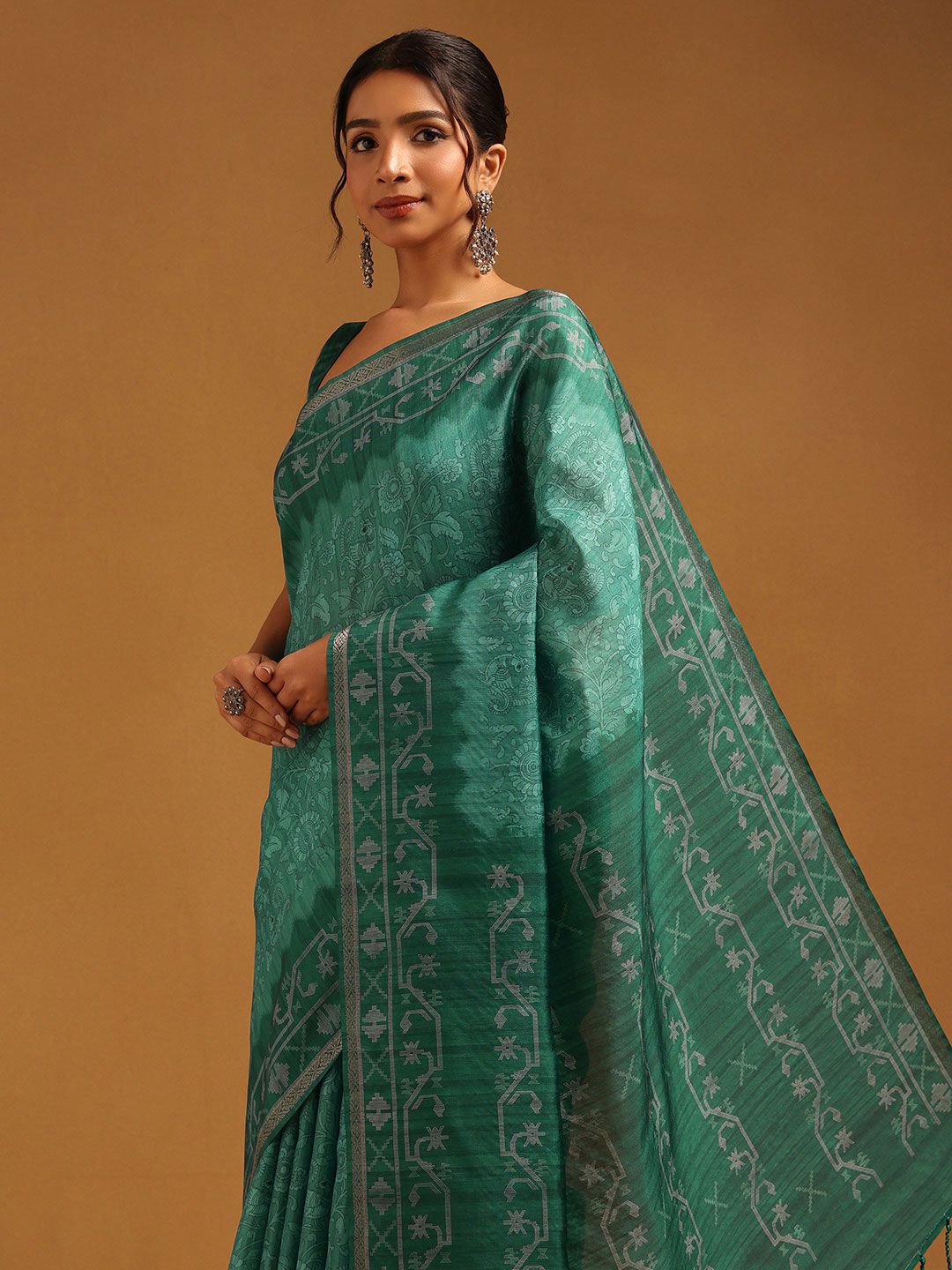 Soch Soch Ethnic Motifs Woven Design Zari Silk Blend Tussar Saree