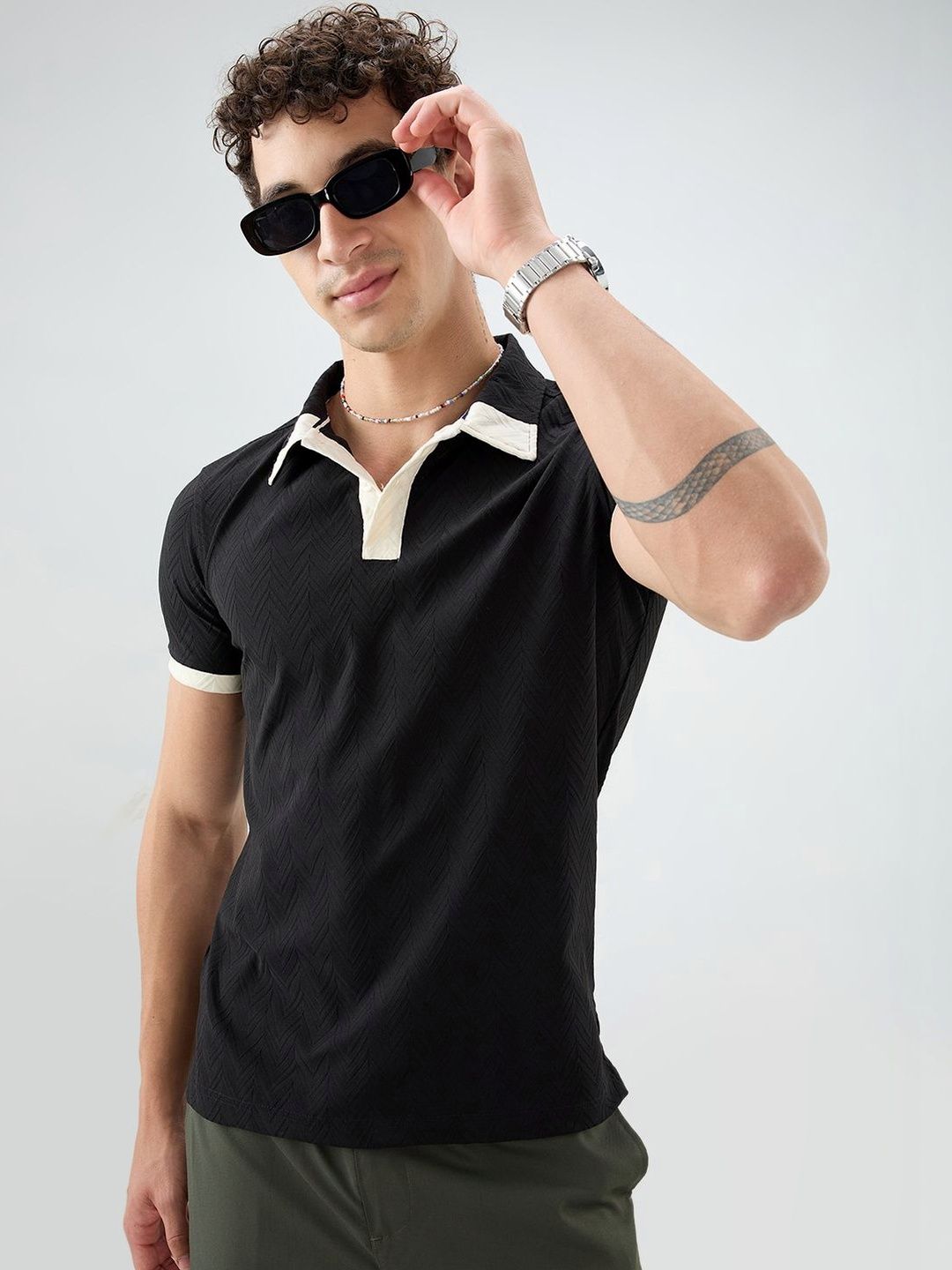 VASTRADO Men Polo Collar Pockets Slim Fit T-shirt