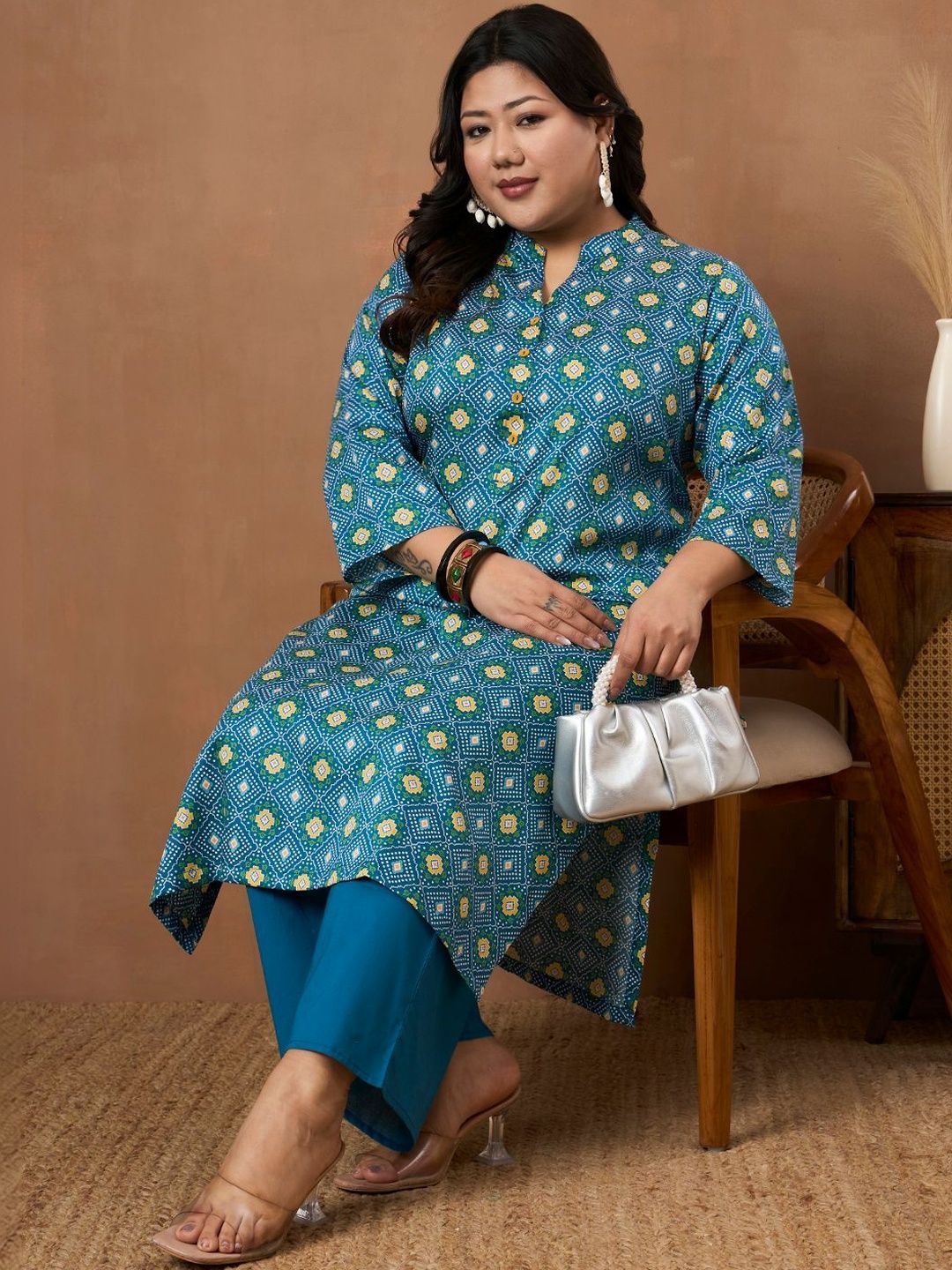 Tissu Women Ethnic Motifs Printed Regular Pure Cotton Kurta with Trousers