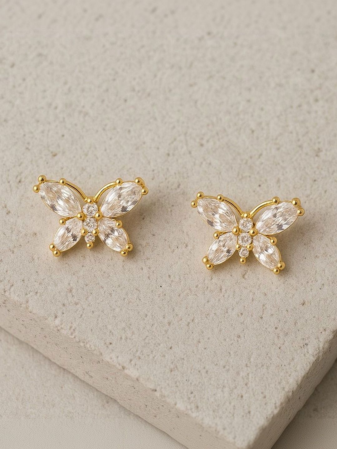 Anouk Gold-Plated American Diamond Studded Animal Shaped Studs