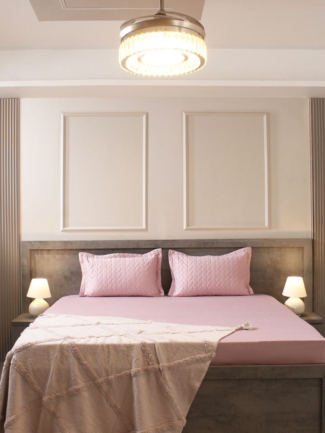 House of Owlet House of Owlet Muted Rose 300TC Solids Rectangle Set of 2 Quilted Pillow Covers