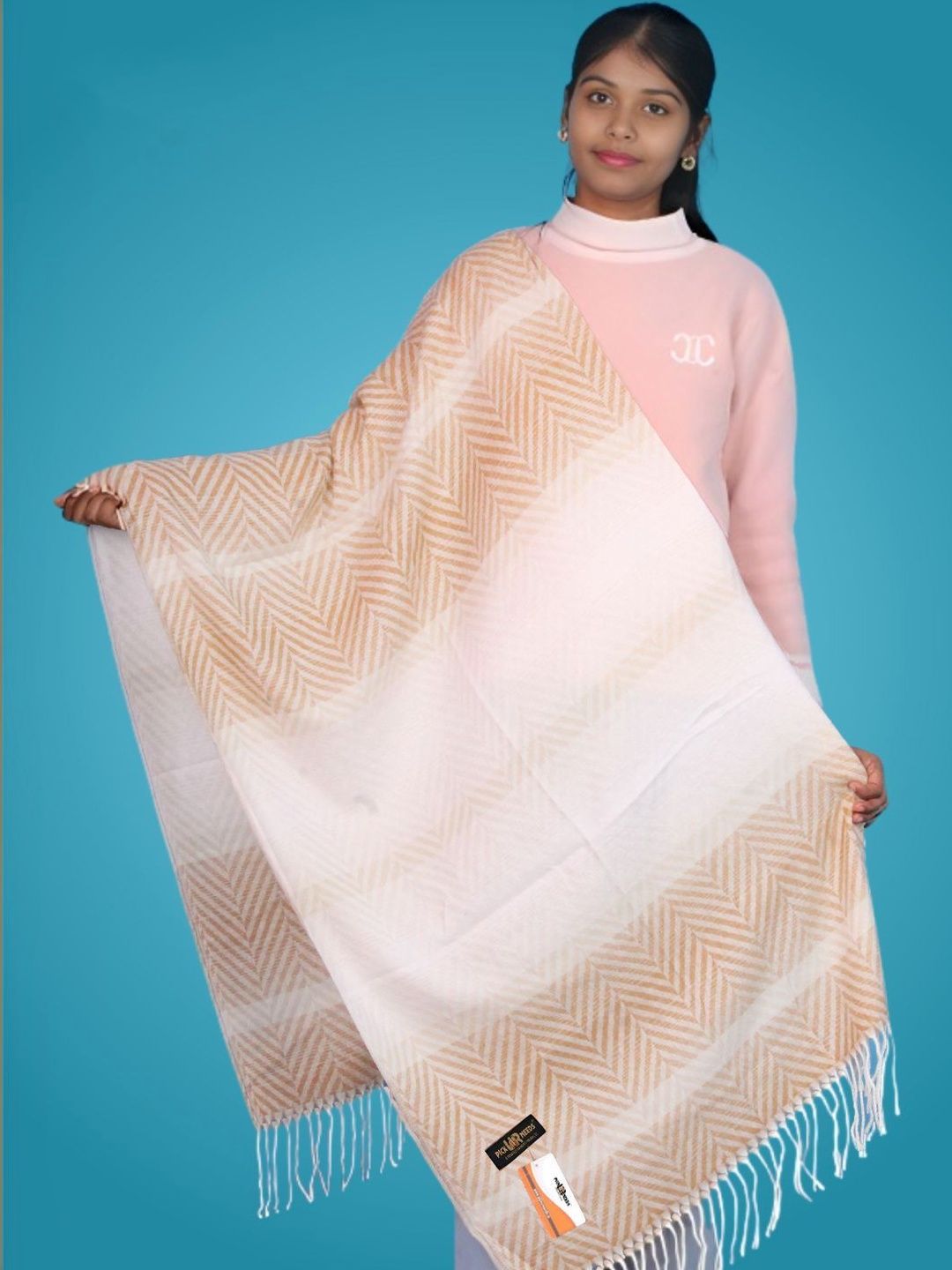 Pick Ur Needs Women Checked Woven Design Shawl