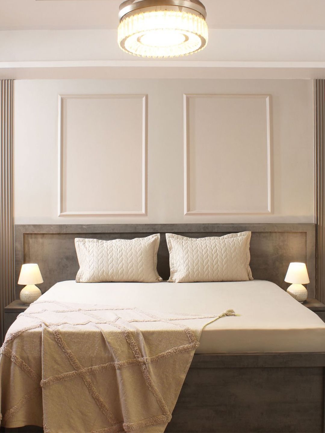 House of Owlet House of Owlet Soft Pearl 300TC Solids Rectangle Set of 2 Quilted Pillow Covers