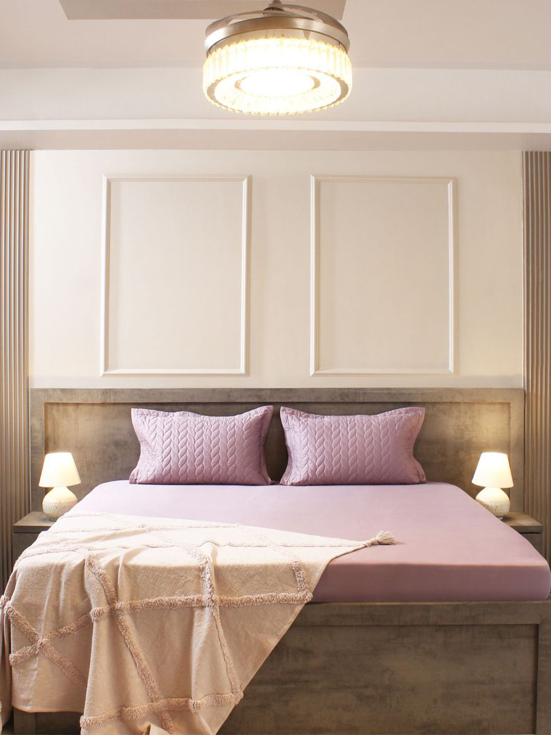House of Owlet House of Owlet Smoky Lilac 300TC Solids Rectangle Set of 2 Quilted Pillow Covers