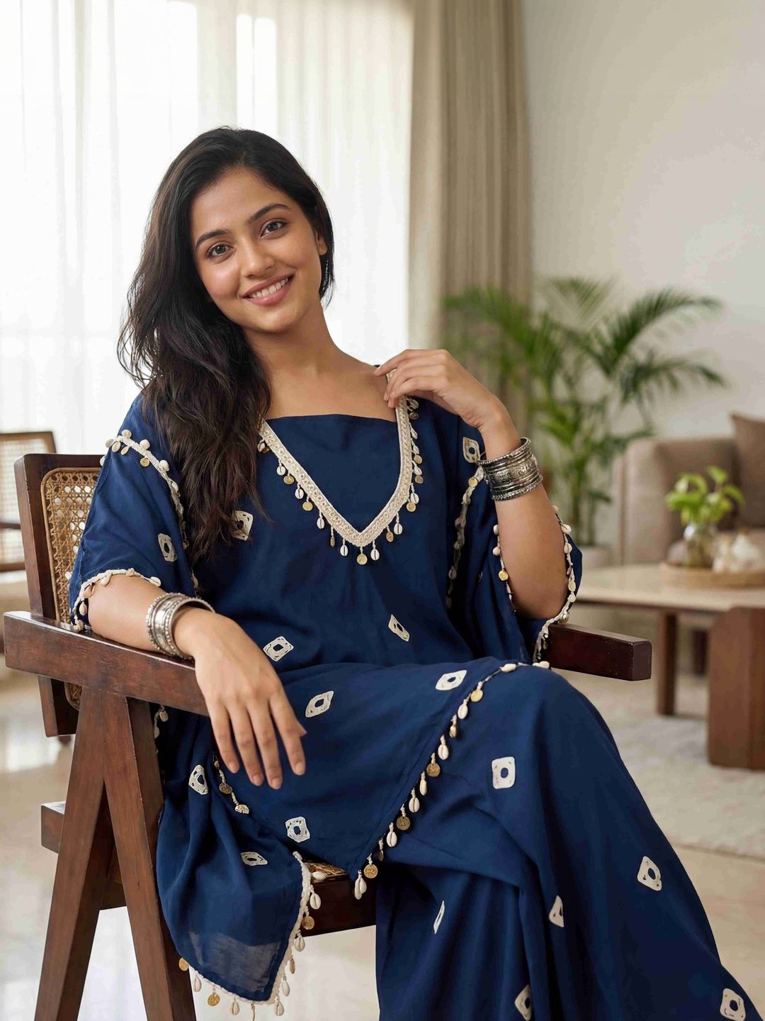 BAMSOM WEAR BAMSOM WEAR Women Dyed Regular Gotta Patti Kurta with Palazzos