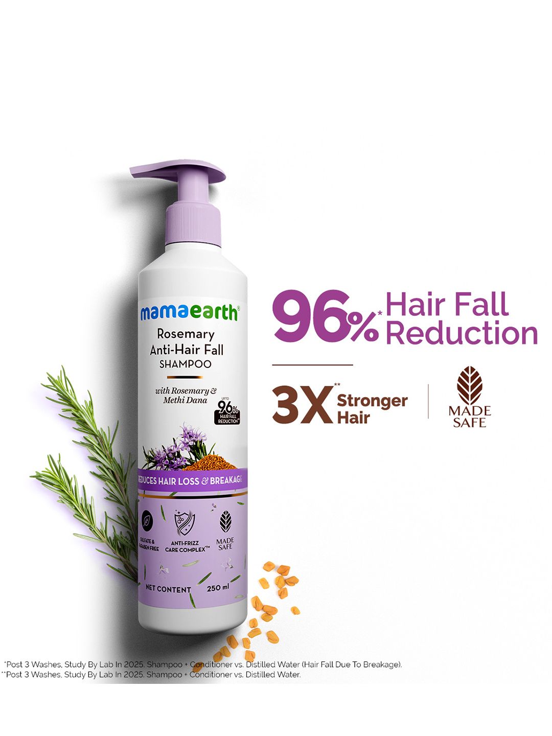 Mamaearth Rosemary Anti-Hair Fall Shampoo for Reducing Hair Loss & Breakage - 250 ml
