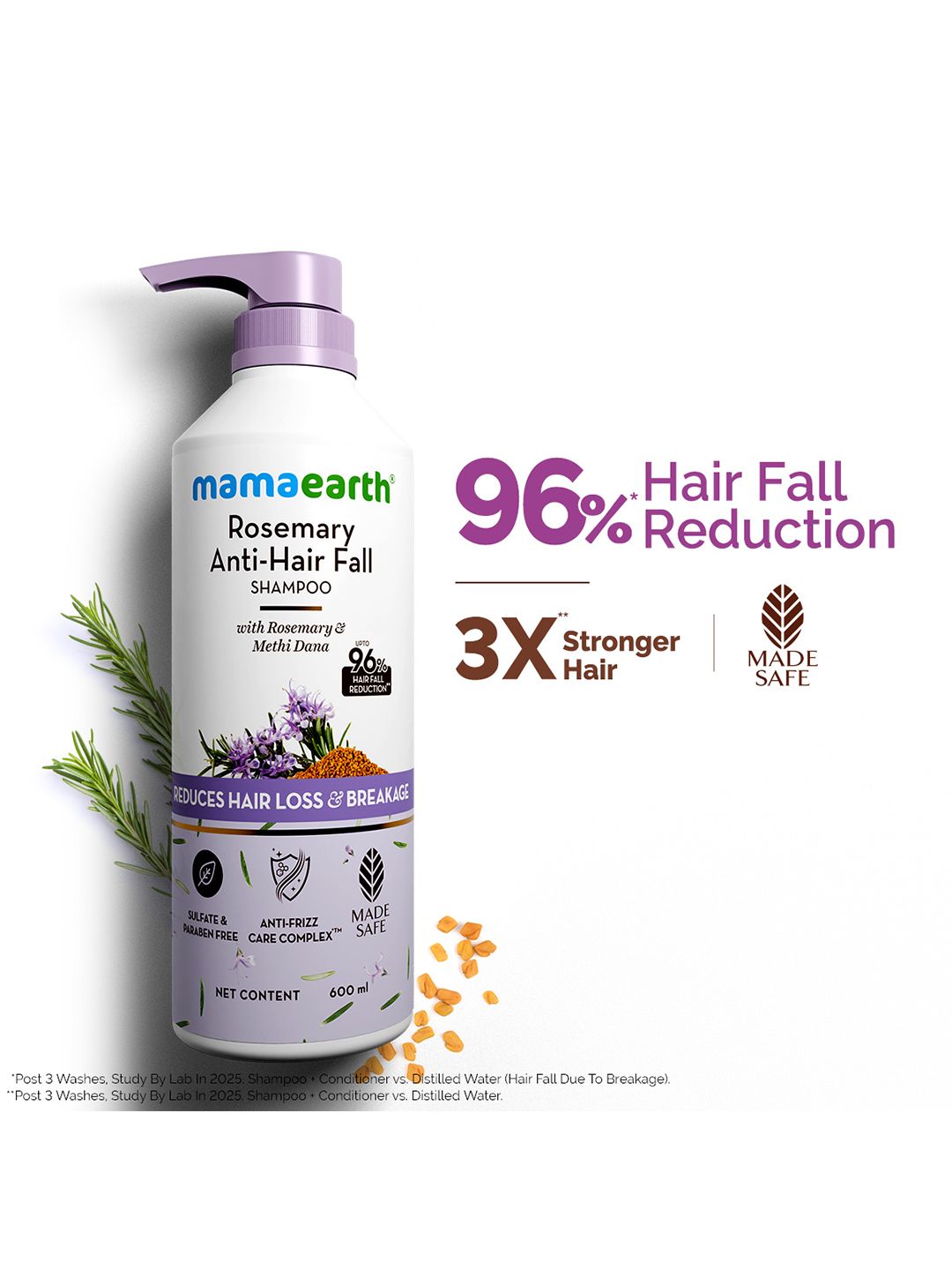Mamaearth Rosemary Anti-Hair Fall Shampoo With Methi Dana - 600ml