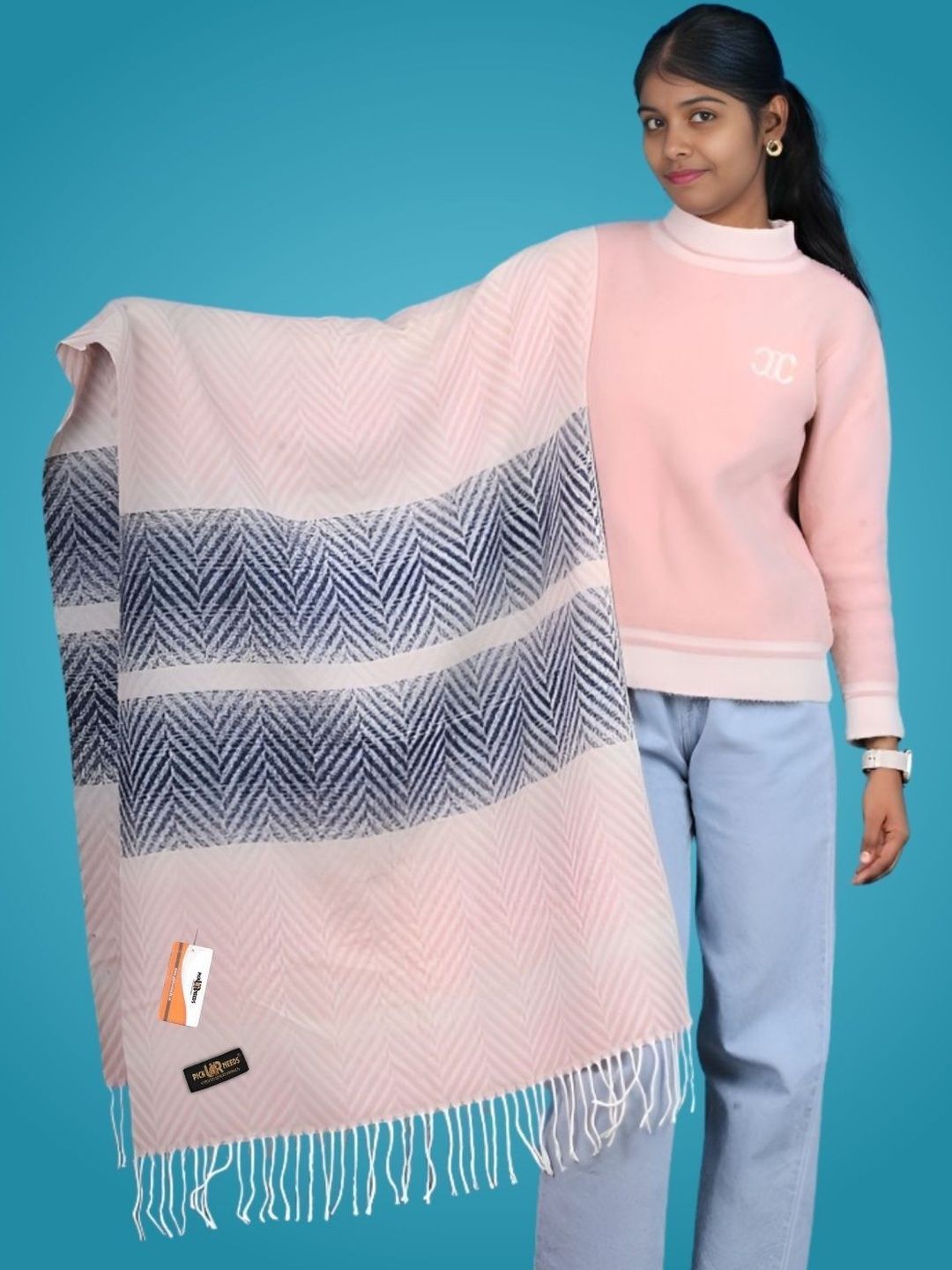 Pick Ur Needs Women Checked Woven Design Shawl