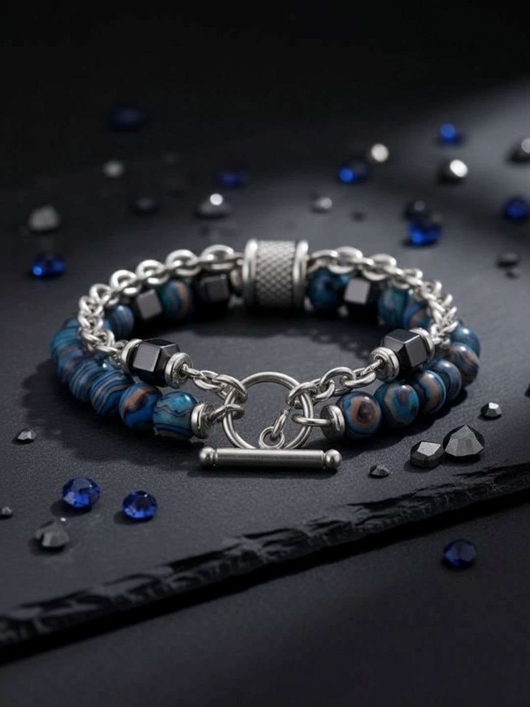 Jazz and Sizzle Men Silver-Plated Multistrand Bracelet