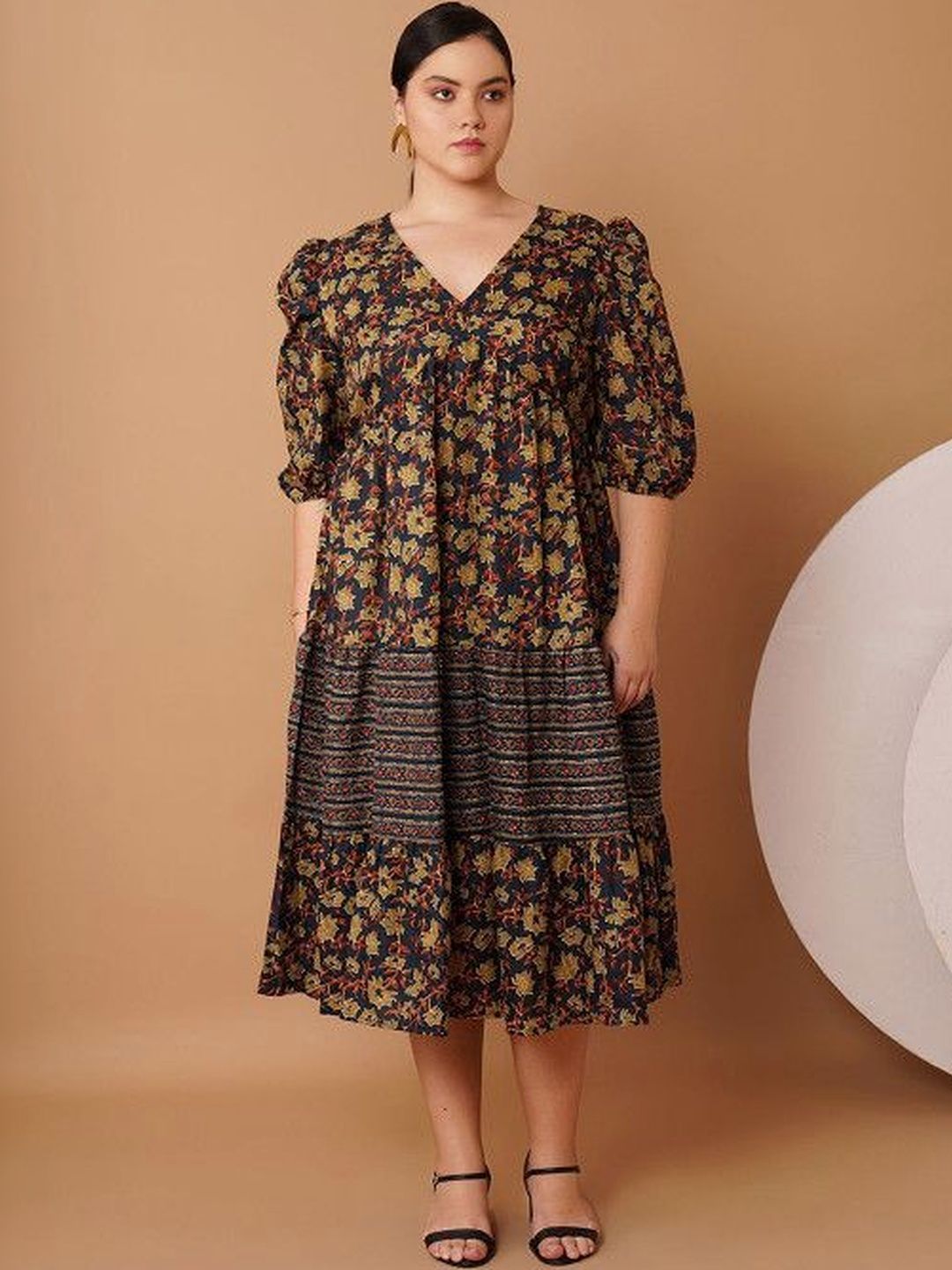 Buy DressBerry Curve Plus Size Embroidered Tiered A-Line Dress - Dresses for Women 25981644