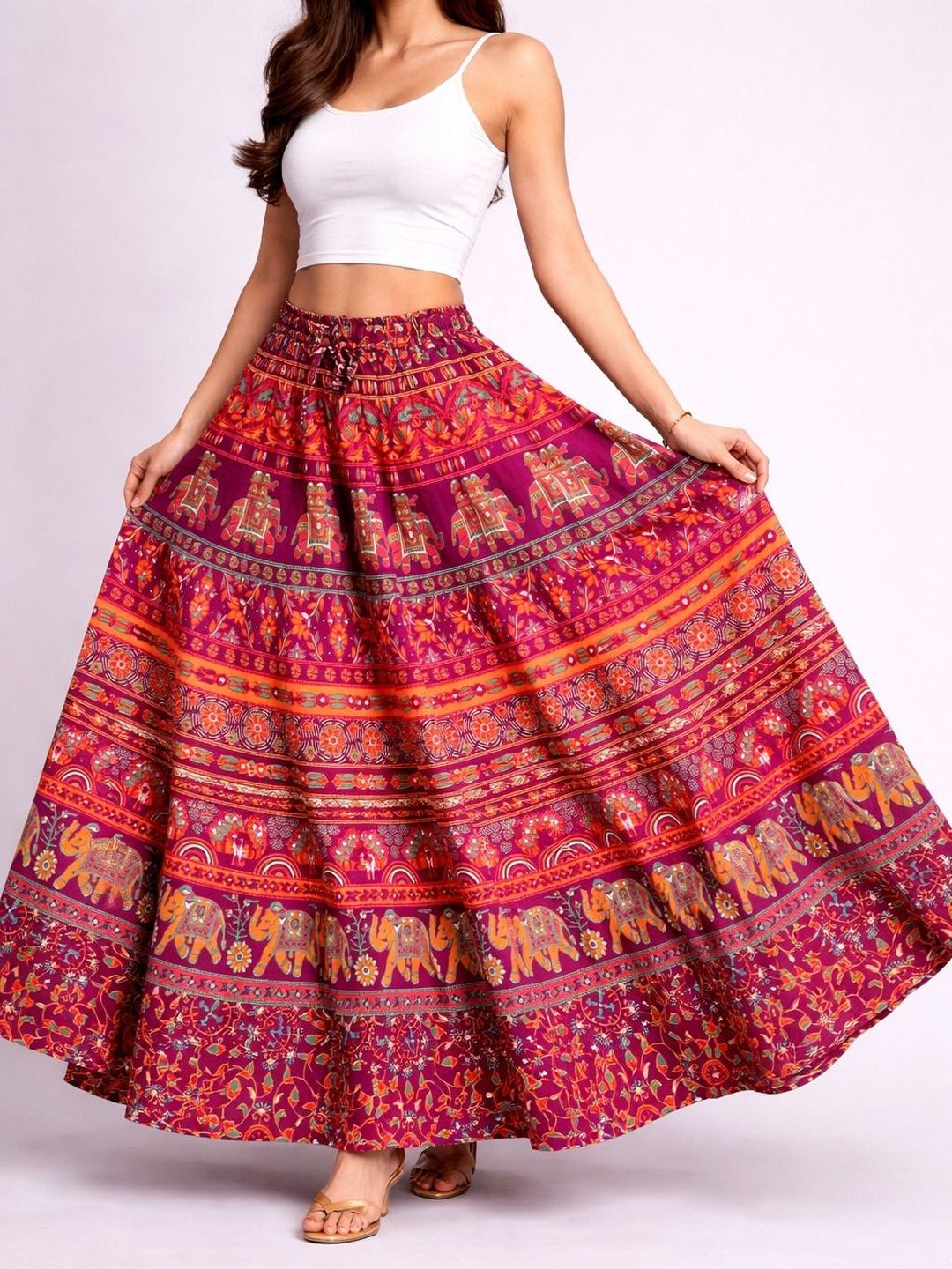 Buy HARAYE Women Pure Cotton Cotton Cambric Paisley Maxi Flared