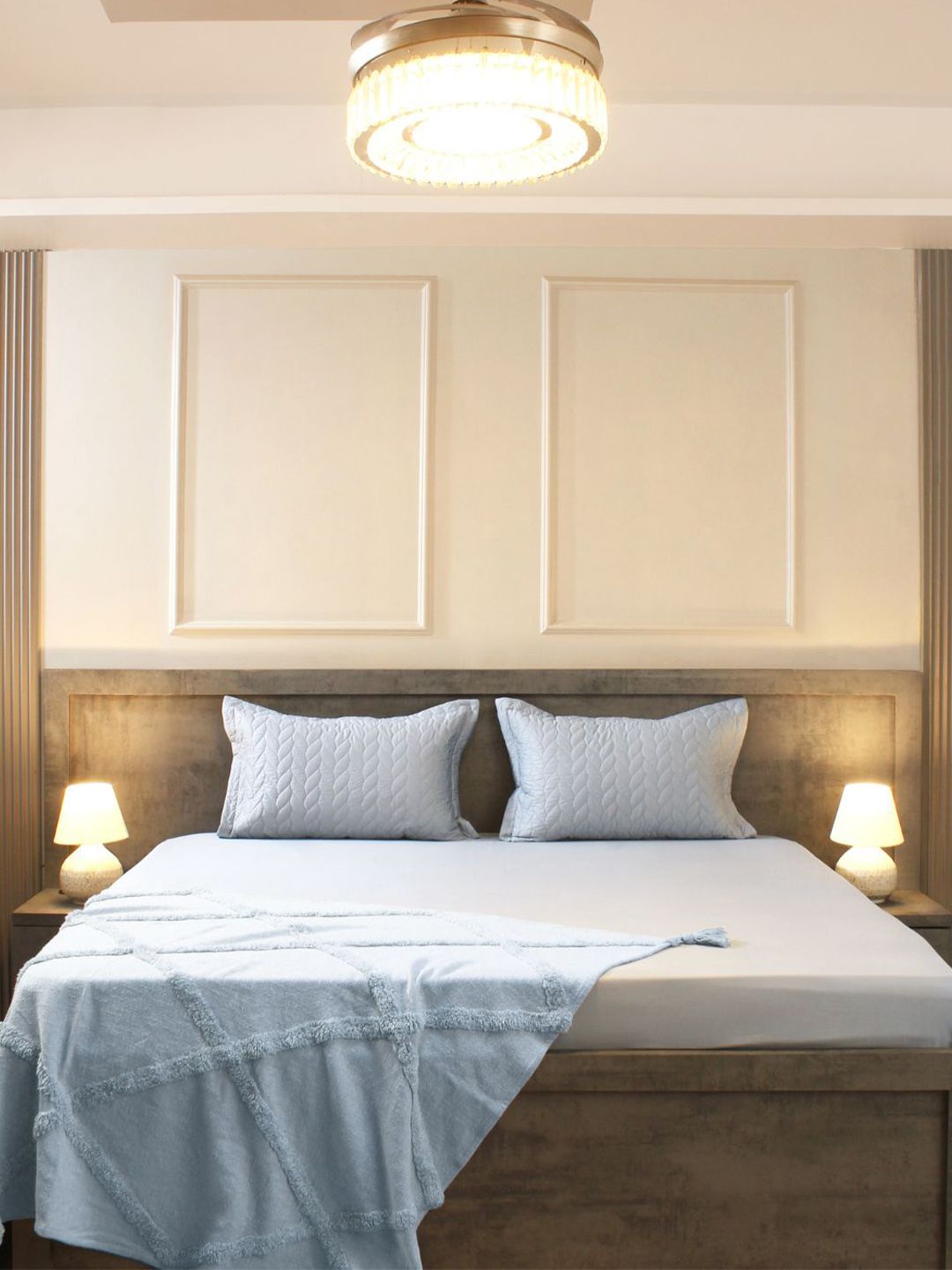 House of Owlet House of Owlet Steel Blue 300TC Solids Rectangle Set of 2 Quilted Pillow Covers