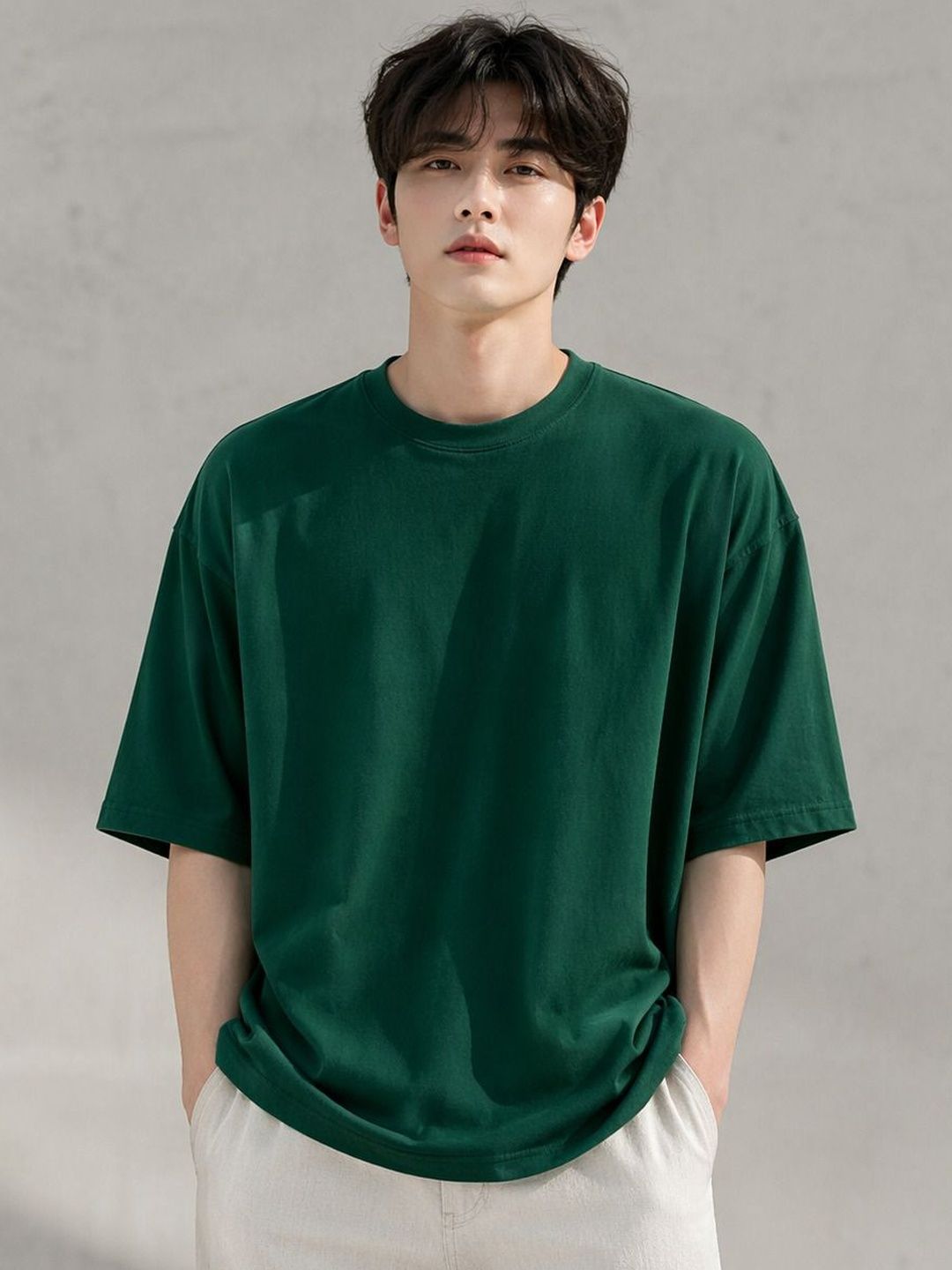 PockMAN Bio Finish Oversized Fit Cotton Classic Round Neck T-shirt