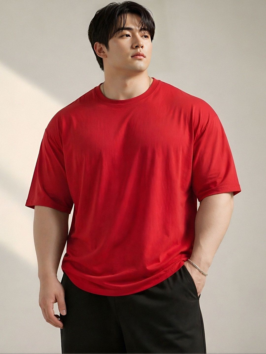 PockMAN Bio Finish Oversized Fit Cotton Classic Round Neck T-shirt