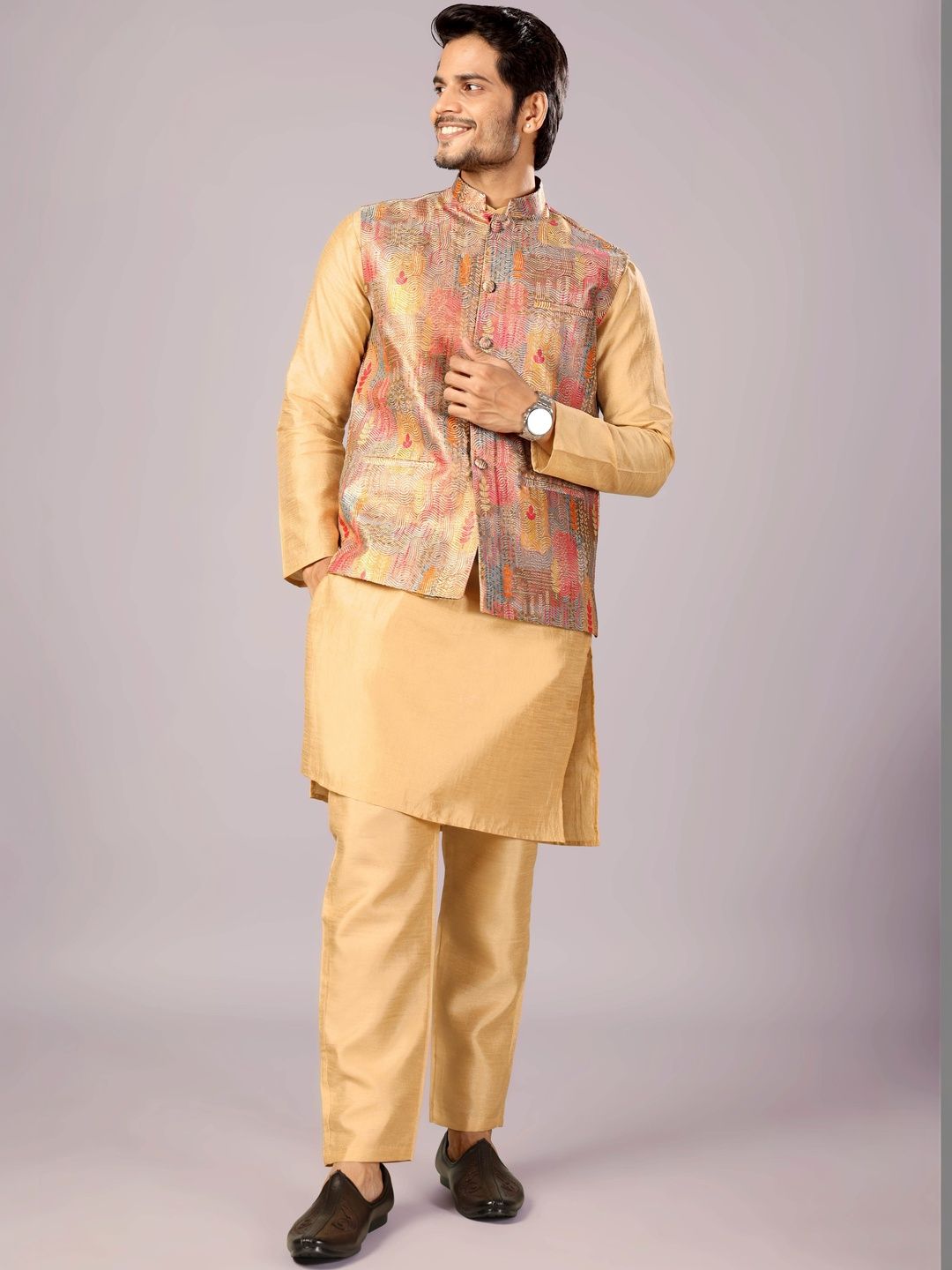 MODERN MUGHALS Printed Brocade Nehru Jackets