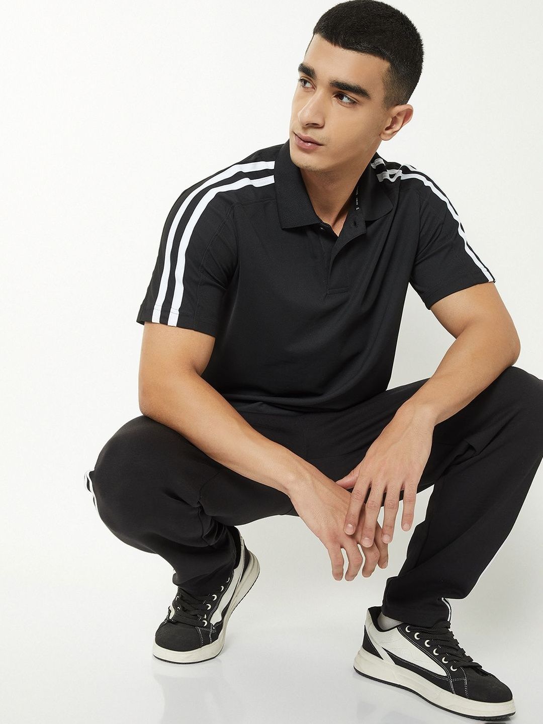 max Men Striped Polo Collar T-shirt