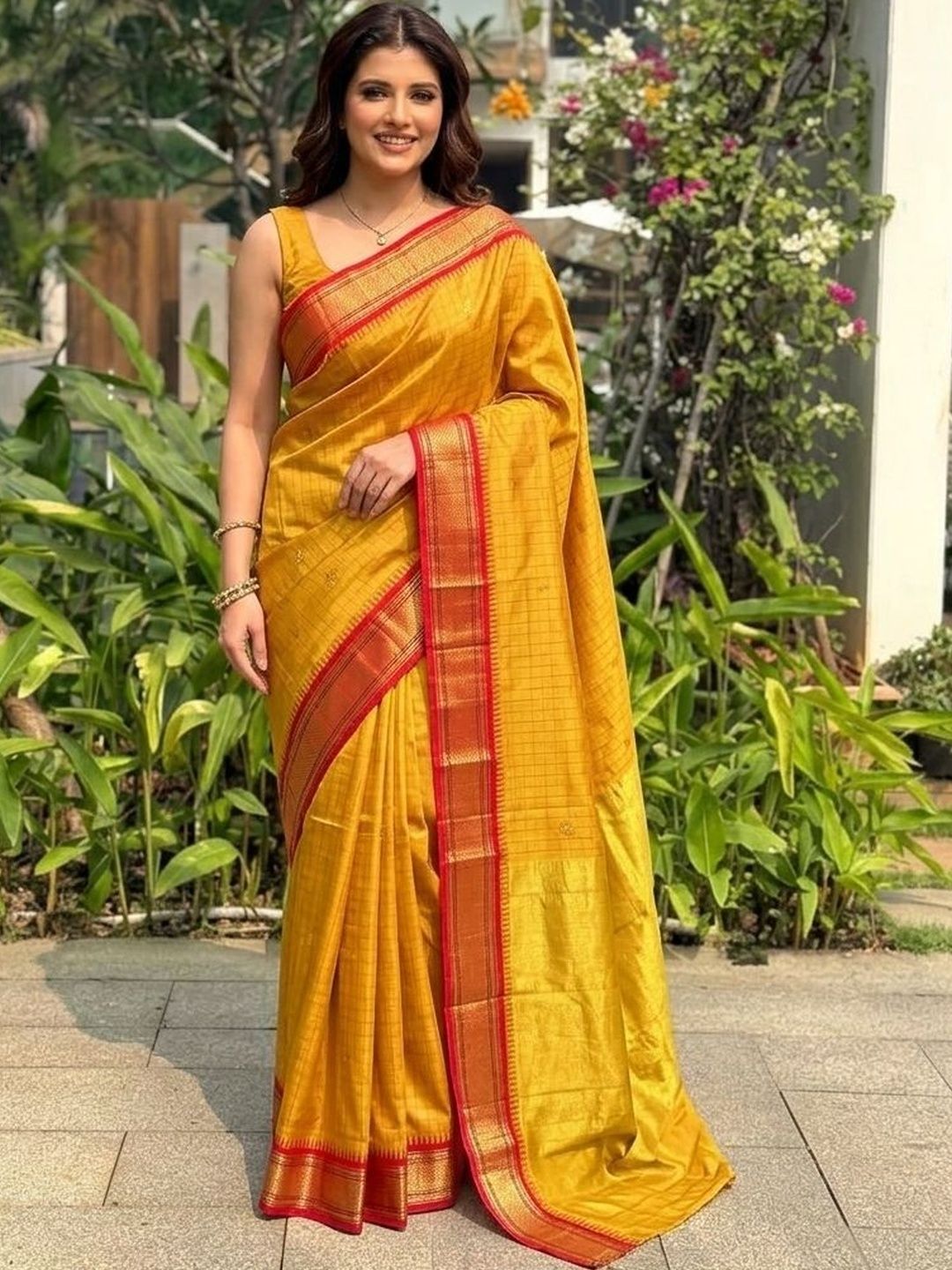 Sangria Woven Design Banarasi Sarees With Unstitched Blouse Piece