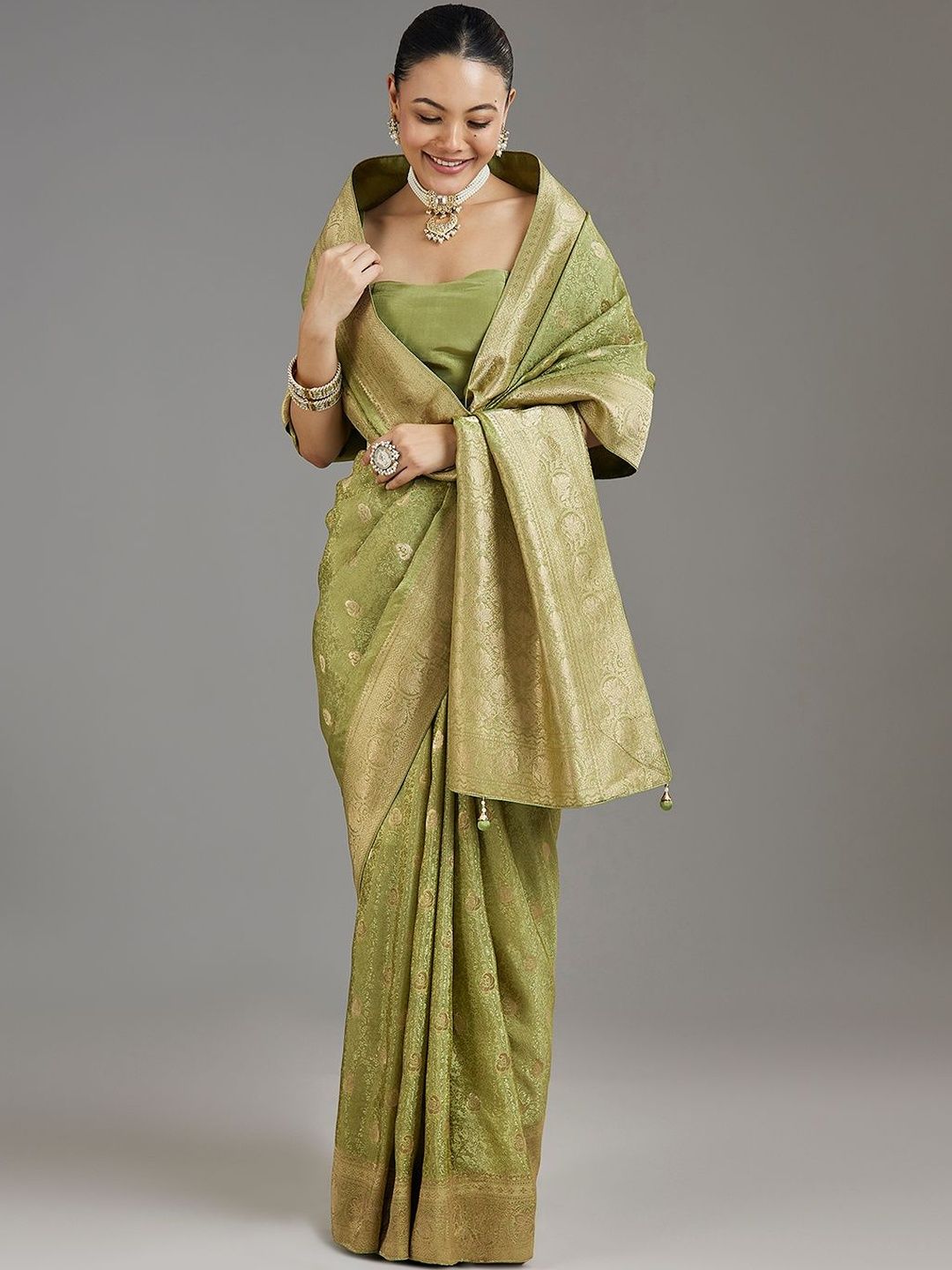KALKI Fashion KALKI Fashion Woven Design Zari Silk Blend Handloom Saree