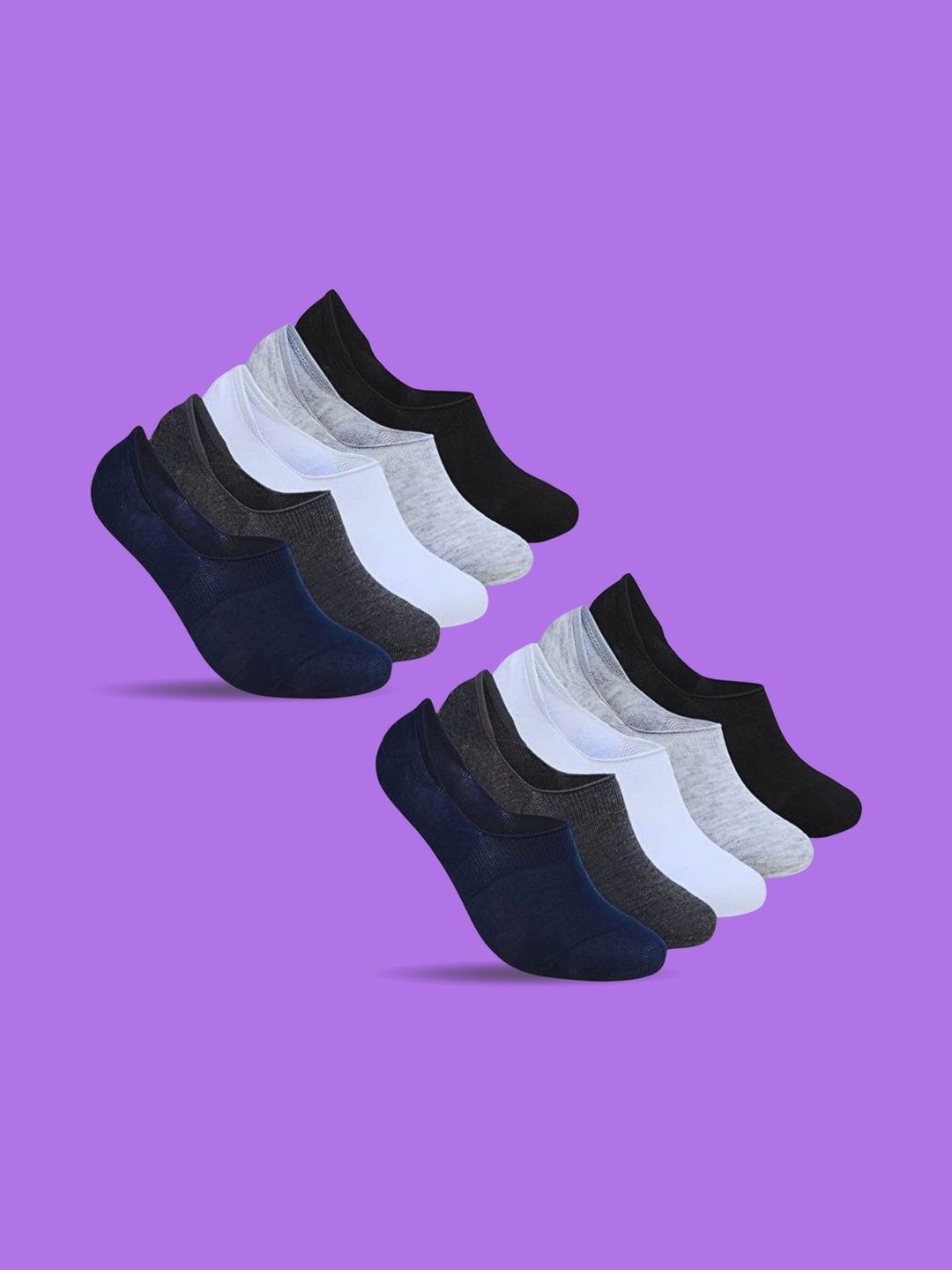 MJE Men Pack of 10 Cotton Blend Assorted Shoe Liners Socks