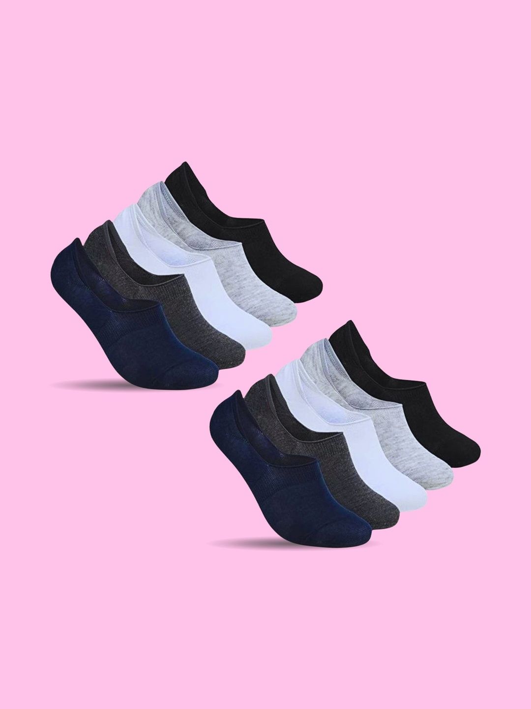 MJE Men Pack of 10 Cotton Blend Assorted Shoe Liners Socks