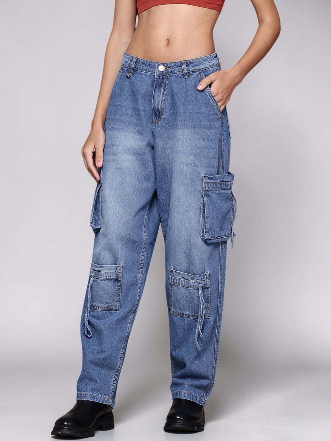 GUTI GUTI Women Relaxed High-Rise Cargos Trousers
