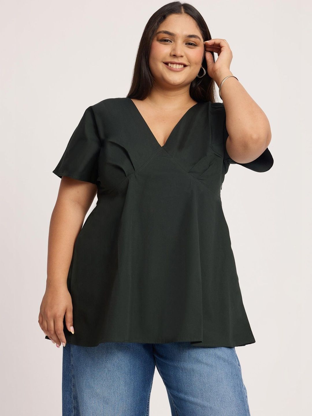 Top Solid Virgio Women Cotton Plus Size Top
