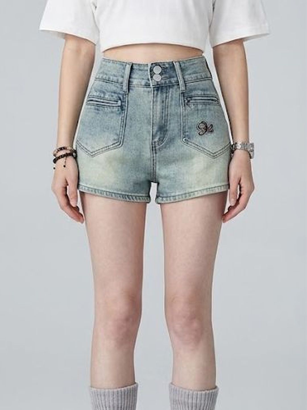 StyleCast x Revolte Women Washed Loose Fit Denim Shorts Technology