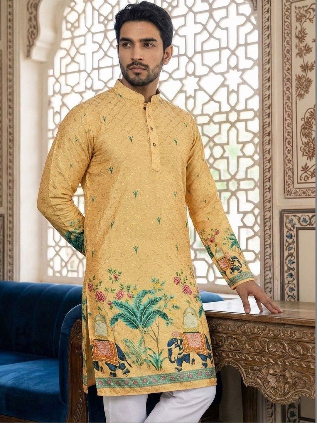 Dincharya Men Ethnic Motifs Printed Kurta