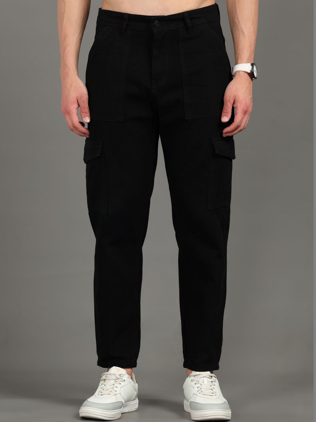 The Roadster Lifestyle Co No Fade Clean Look Mom Fit Cargo Jeans