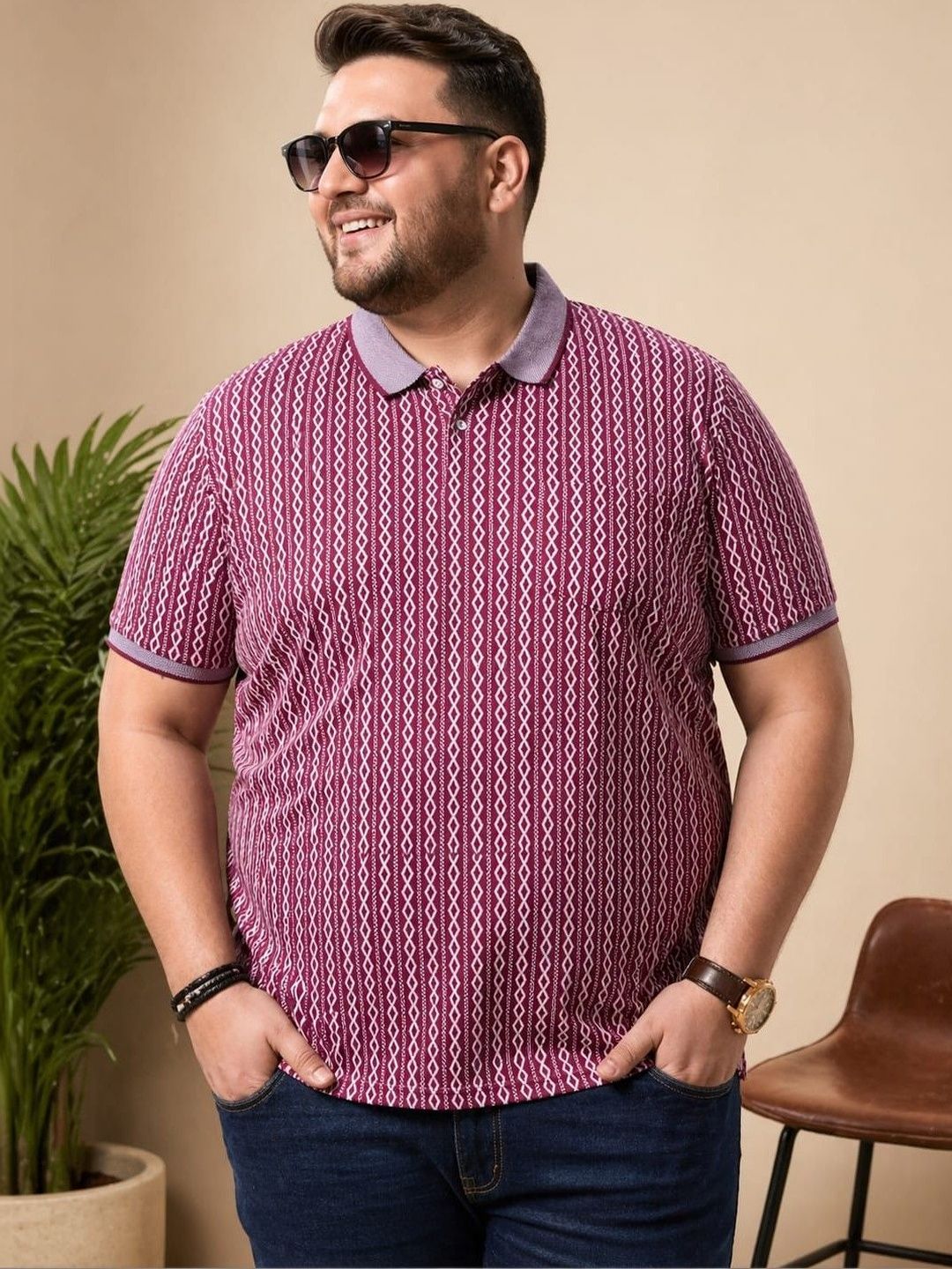 AUSTIVO Men Printed Polo Collar T-shirt