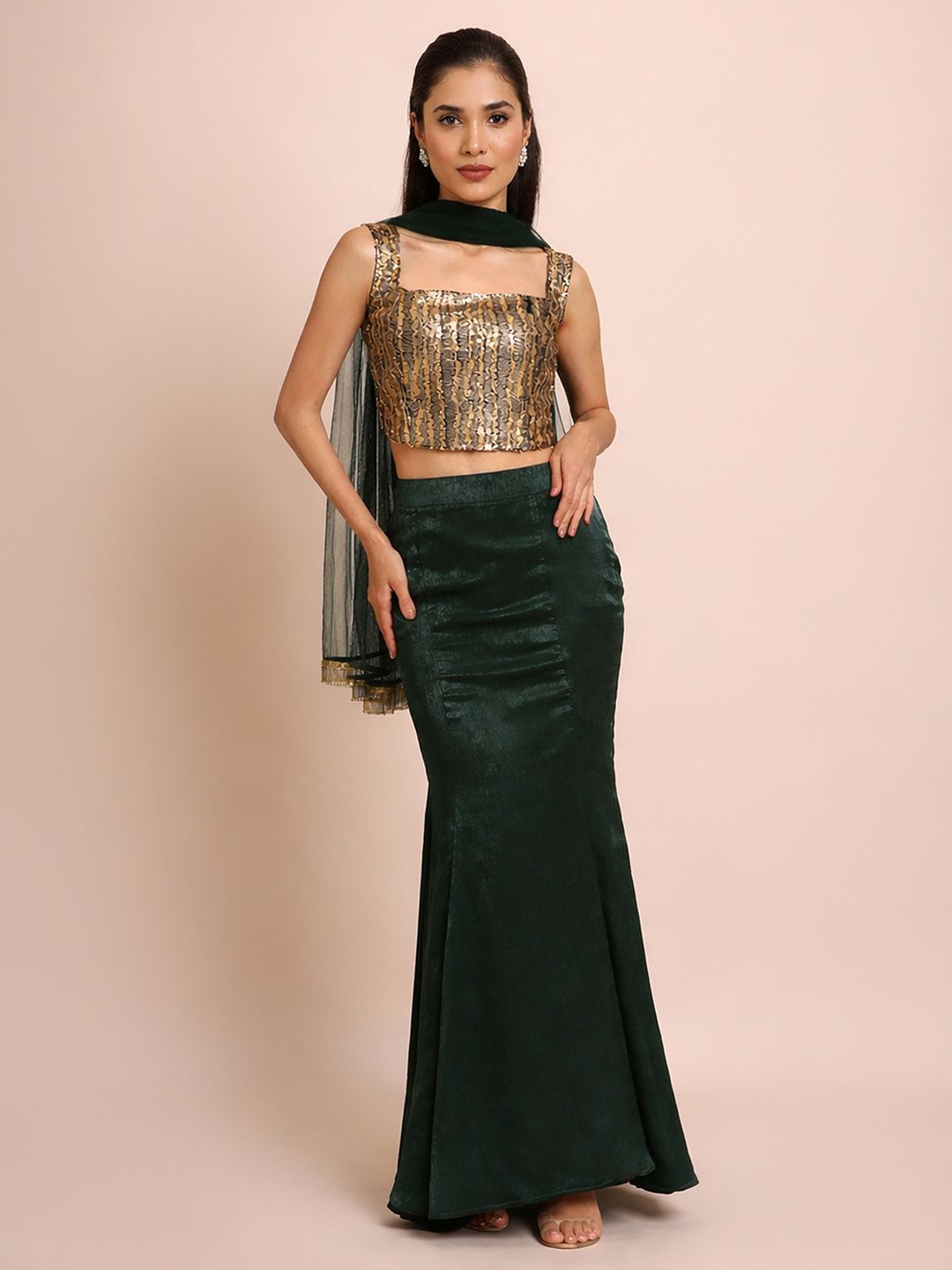QISSA Bling & Sparkly Sequinned Top with Skirt