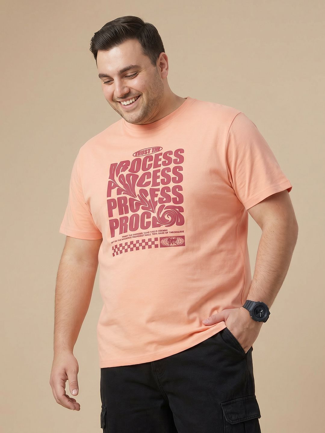 Sztori Plus Size Typography Printed Pure Cotton T-shirt