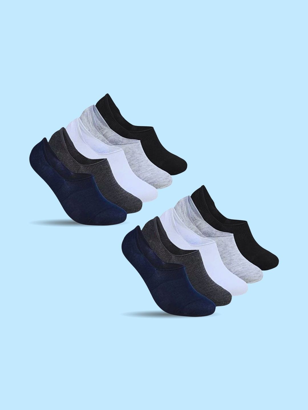 MJE Men Pack of 10 Cotton Blend Assorted Shoe Liners Socks