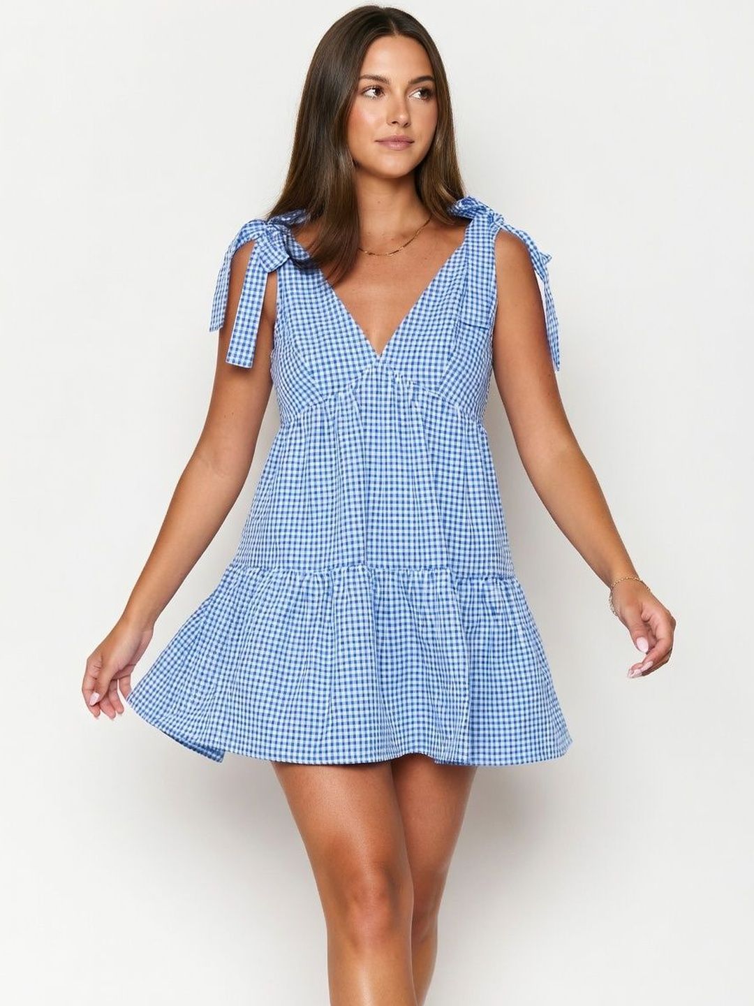 StyleCast x Revolte Checked Drop-Waist Dress