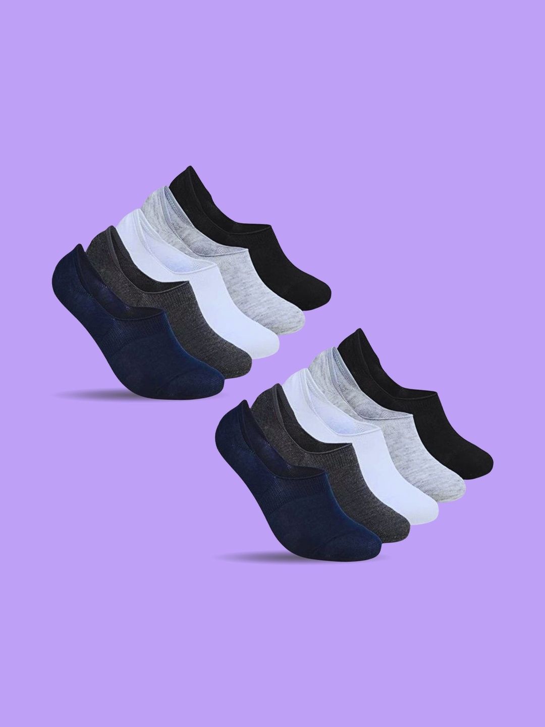 MJE Men Pack of 10 Cotton Blend Assorted Shoe Liners Socks