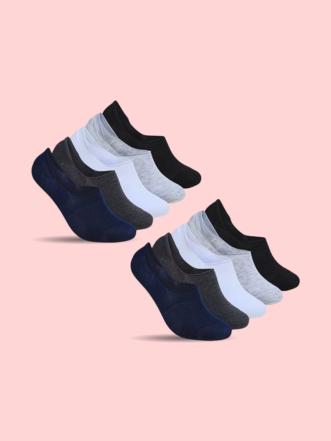 MJE Men Pack of 10 Cotton Blend Assorted Shoe Liners Socks