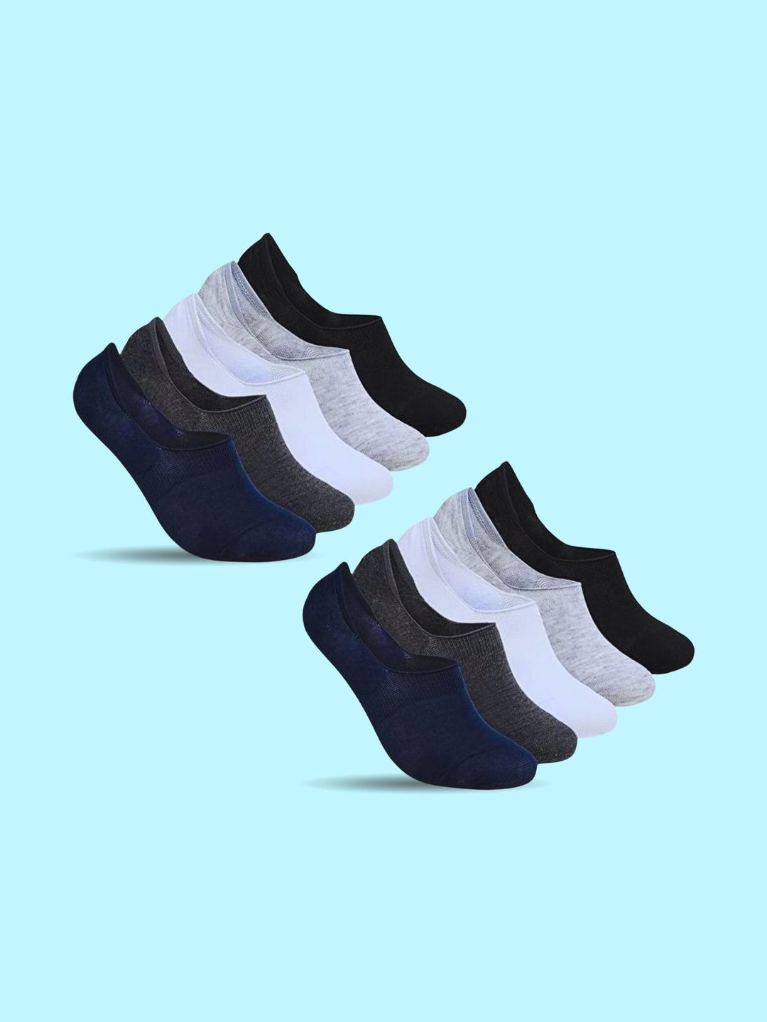 MJE Men Pack of 10 Cotton Blend Assorted Shoe Liners Socks