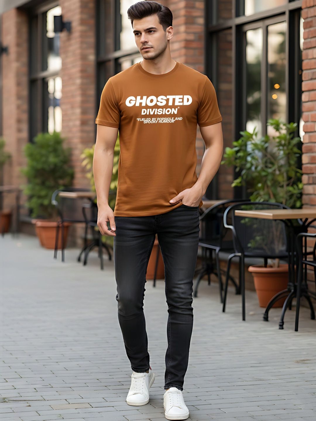 SYMBLANCE Men Typography Printed T-shirt