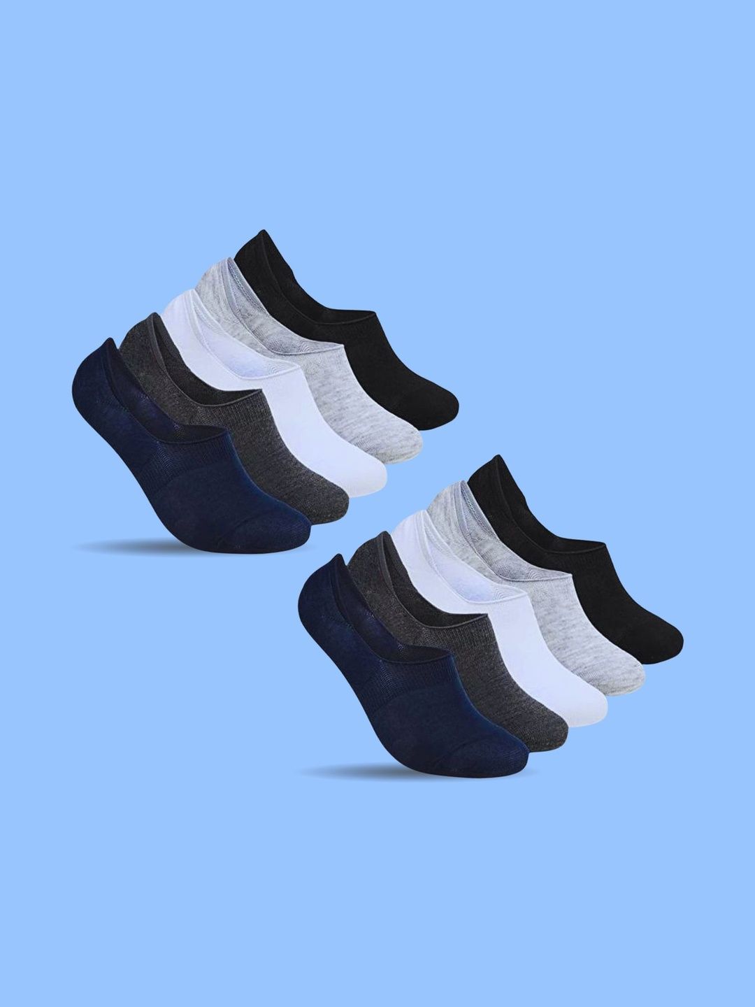 MJE Men Pack of 10 Cotton Blend Assorted Shoe Liners Socks