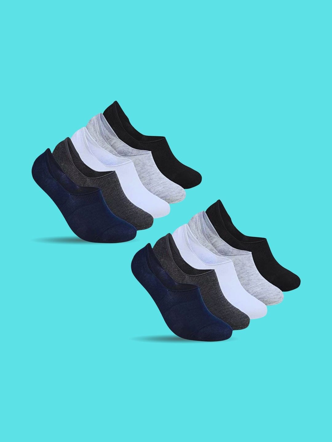 MJE Men Pack of 10 Cotton Blend Assorted Shoe Liners Socks