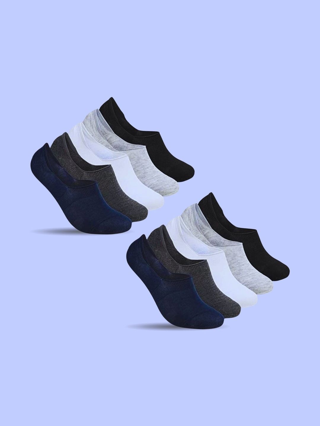 MJE Men Pack of 10 Cotton Blend Assorted Shoe Liners Socks