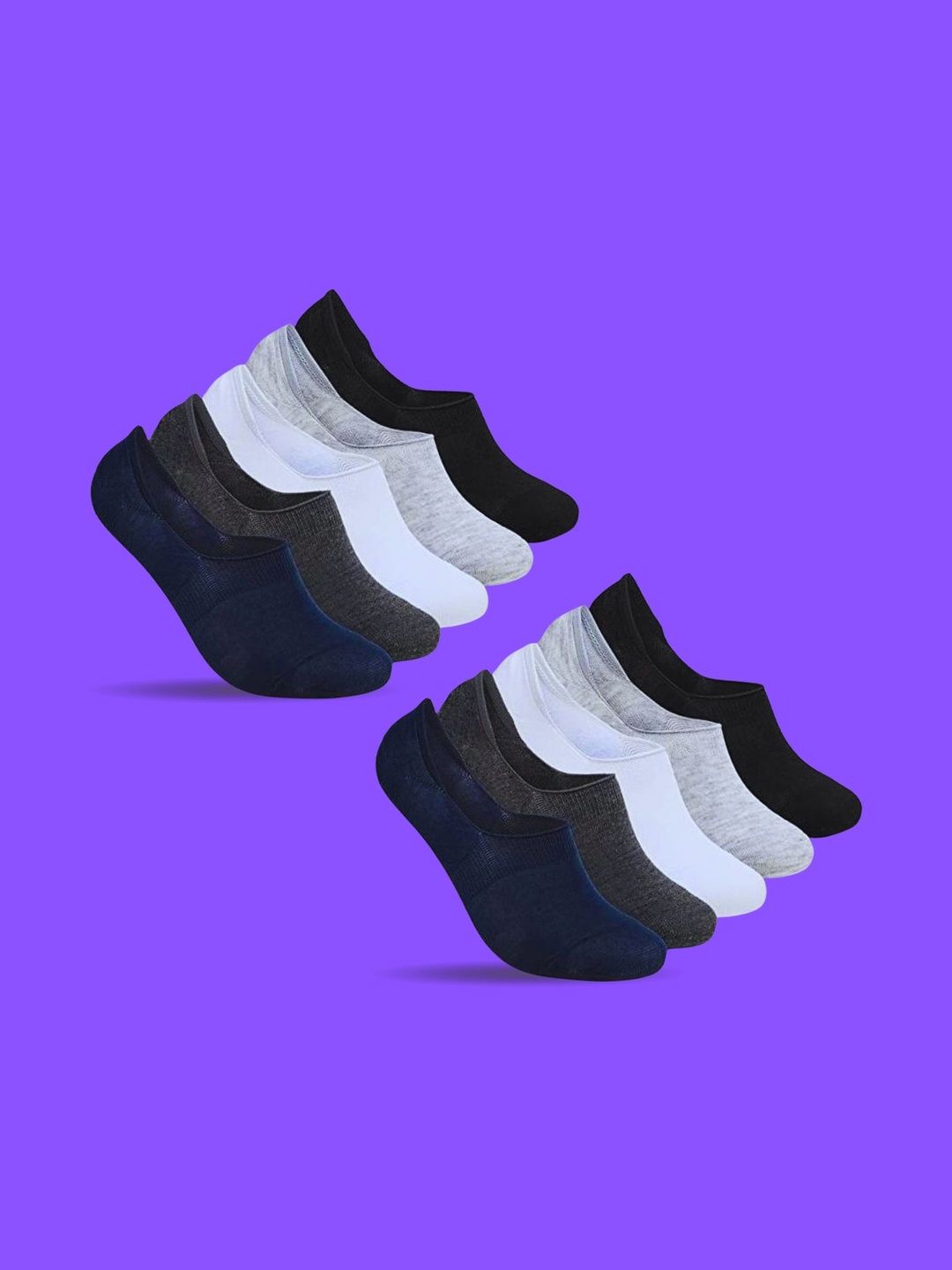 MJE Men Pack of 10 Cotton Blend Assorted Shoe Liners Socks
