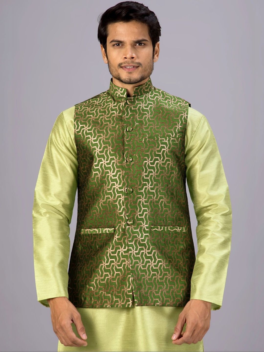 MODERN MUGHALS Woven Design Woven Nehru Jackets