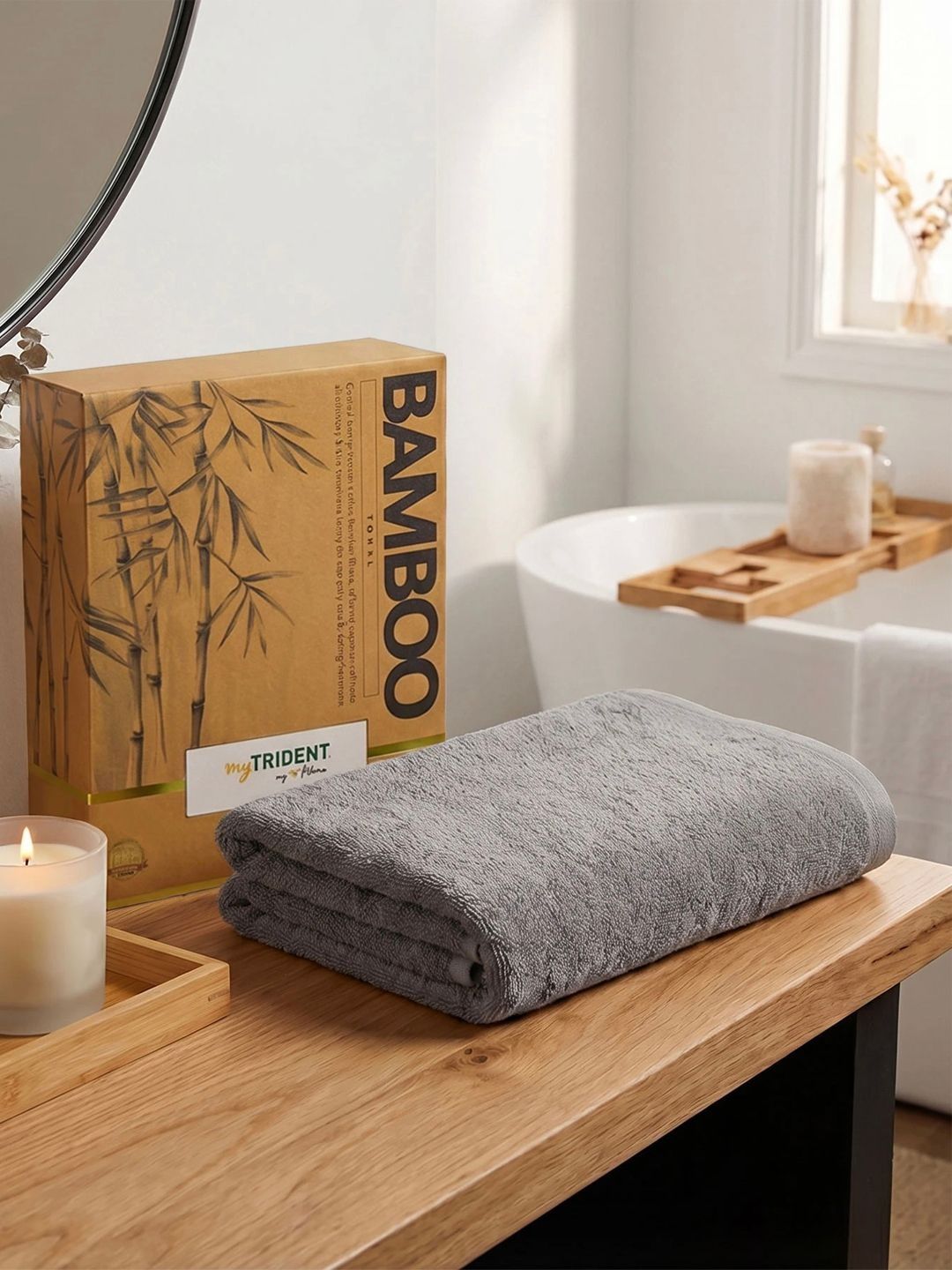 MYTRIDENT MYTRIDENT Charcoal & Grey 1 Bamboo 450 GSM Bath Towel
